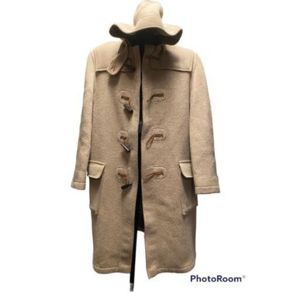 VTG Gloverall Wool Duffle Coat Tartan Lined Jacket Camel Size 42L Horn Toggle - Picture 2 of 9